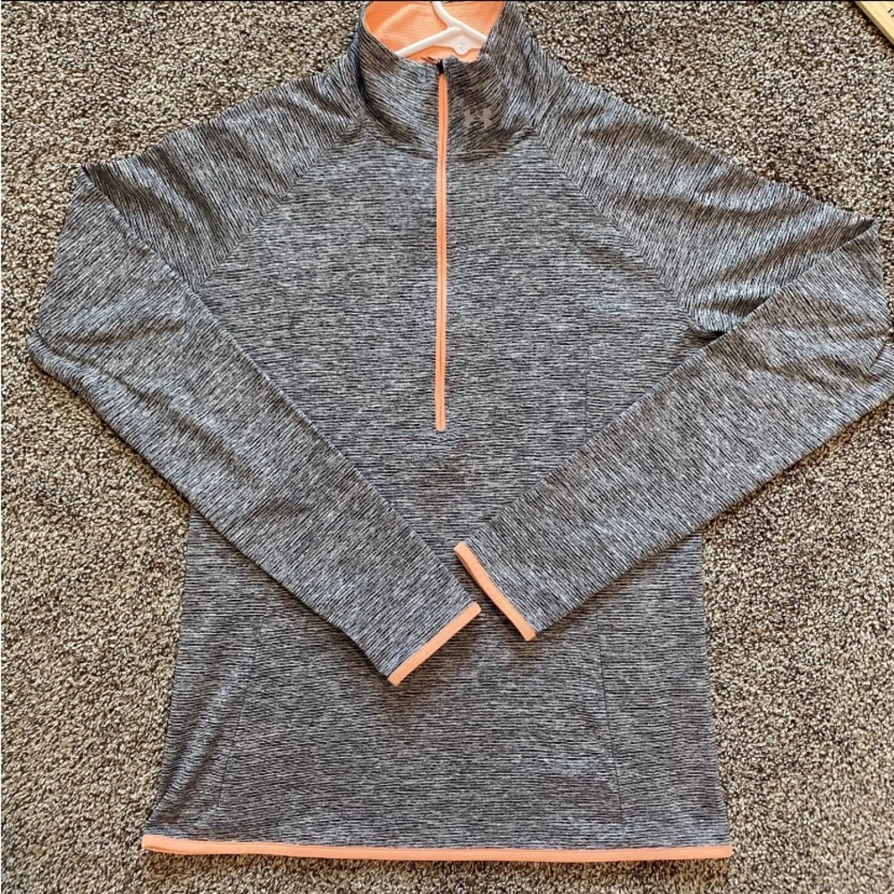Under Armour Heatgear 1/4 Zip Athletic Pullover Grey Long Sleeve Womens Small